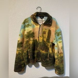 Scenic print Sherpa jacket